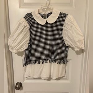 Zara Kids Black and White Gingham Blouse
